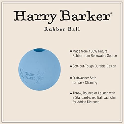 Harry Barker Natural Rubber Dog Fetch Balls, Durable High-Bounce Interactive Toy with Safety Air Vent, Treat-Stuffable Rubber Balls for Dogs, 2.5 Inch, 6-Pack