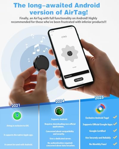 Air Tags for Android,Air Tags-4 Pack Android,Air Tracker Tags with 4 Case,2 Year Battery Life,Google Find Trackers for Google'S Find Hub App,IP65 Waterproof Luggage Air Tracker Tag for Keys