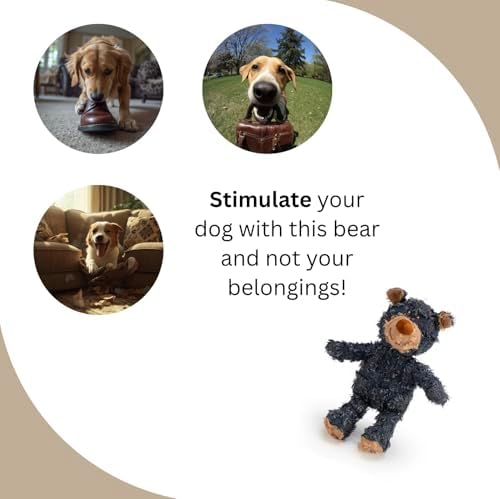 Robust Bear Dog Toy with Squeaker, Textured Chew Toy for Teeth Cleaning and Healthy Chewing Habits (Tan)