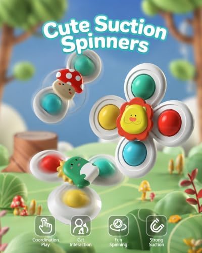 Cat Suction Cup Spinner Toy 3PCS Strong Suction 360° Spin Stick Anywhere