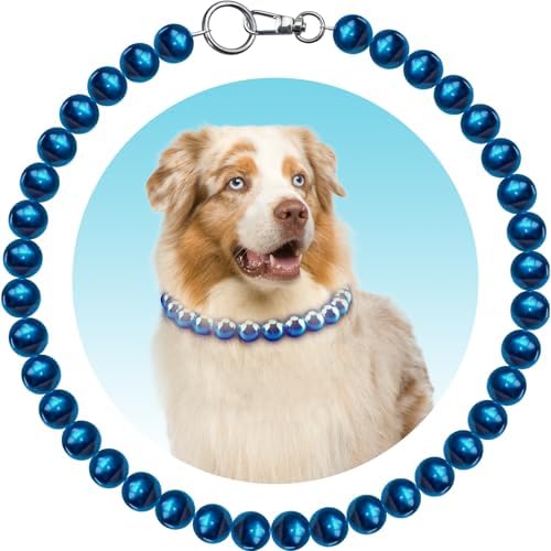 Chunky Pearl Dog Necklace (Beads 20mm),Elegant Classic Super Big Pearl Collar Necklace Accessories for Medium Large Dogs Occasions and Gatherings (Navy Blue, M(Neck Girth15.7''-17.5''))