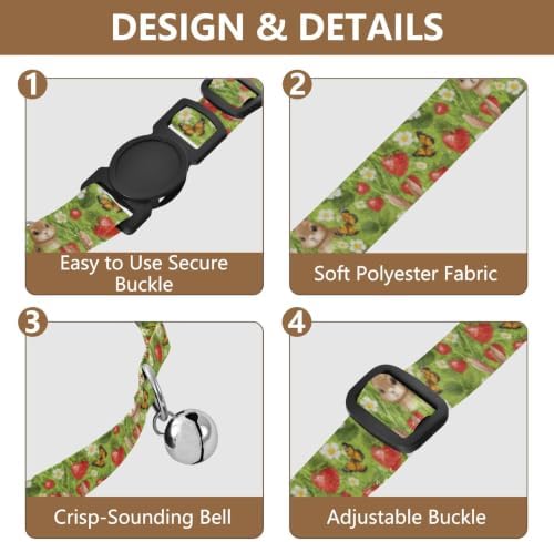 Cute Brown Rabbits Kitten Collars 2 Pack Lightweight Small Dog Collar Adjustable 10.6 to 17.1 Inches
