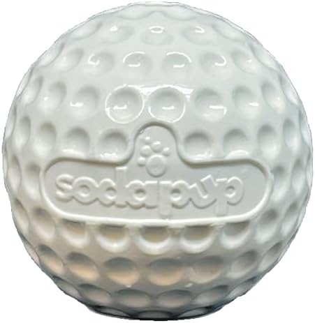 SodaPup Golf Ball – Durable Dog Treat Dispenser & Chew Toy Made in USA from Non-Toxic, Pet Safe, Food Safe Rubber Material for Mental Stimulation, Problem Chewing, Calming Nerves, & More