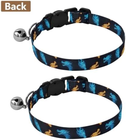 2 Pack Kitten Collars Dragon Heads Cat Collar with Bell, Adjustable 10.6 to 17.1 Inches