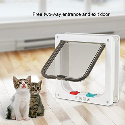 23.5x25.2x5.5cm 4way Lockable pet Door Indoor and Outdoor Universal cat and Dog Flap with Closing Panel and Accessories DIY Easy Installation for Small Cats and Dogs