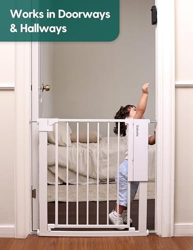 Babelio Smart Baby/Pet Gate, New Generation of Safety Gate with Infrared Auto-Unlock & Removable Baby Gate (White)