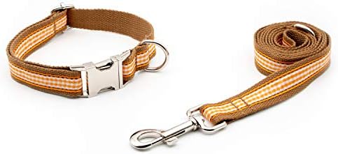 Durable Customizable Dog Collar Laser Etched Name Material (Brown Plaid)