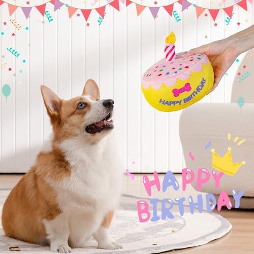 Dog Birthday Cake Toy, Larger Birthday Gift with Music Box