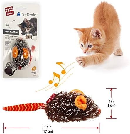 Gigwi Automatic Moving Cat Mouse Toy, Interactive Squeaky Toy for Cat Play