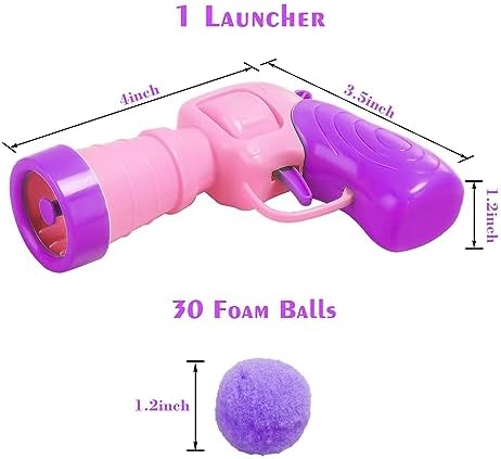 Mewlmart Interactive Cat Toys for Indoor Cats Pink Cat Pom Pom Balls Plush Ball Launcher Cat Fetch Toy Enrichment Toys 30 Balls