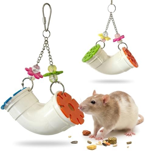 2 Pack Mouse Rat Enrichment Toys for Pet Mice -Treat Dispenser Rats Foraging Toy, Hanging Foraging Dispenser for Rats, Mice, Guinea Pig Small Pet