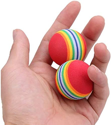 VOVIGGOL 12 Pack Rainbow Cat Toy Balls Soft EVA Foam Interactive Indoor Kittens Favorite Toys 1.38" Dia. Small Dogs Puppies Toy Balls Bulk Activity Chase Quiet Play Sponge Ball