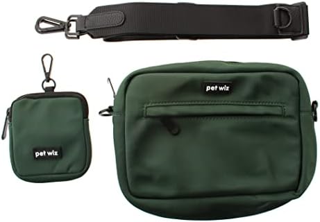 pet wiz Dog Walking Bag with Detachable and Adjustable Strap & Matching Treat Pouch (Green)