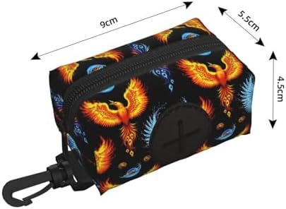 Dog Poop Bag Holder for Leash Doggie Waste Bag Dispenser Ice Water Fire Flame Bird Art Small Doggy Zipper Pouch