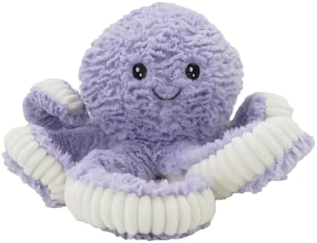 Linzy Plush Octopus Dog Toy, Soft Crinkle Squeaky Chew Toy for Small Medium Large Dogs, Purple and White Tentacles, Interactive Pet Toy, 18 Inch