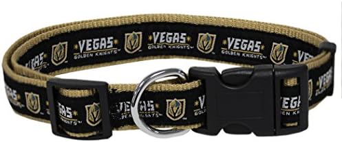 NHL LAS Vegas Golden Knights Collar for Dogs & Cats, Large. - Adjustable, Cute & Stylish! The Ultimate Hockey Fan Collar!, Large (18-28" Length x 1" Width)
