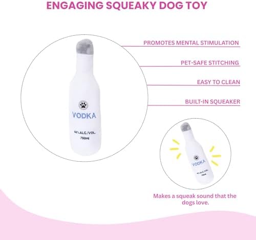 Glow Pups Plush Dog Toy with Squeaker, Fun Engaging Dog Toys Dogs, Plush Interactive Vodka Dog Toy, Durable & Machine Washable - 26 cm, Multicolor