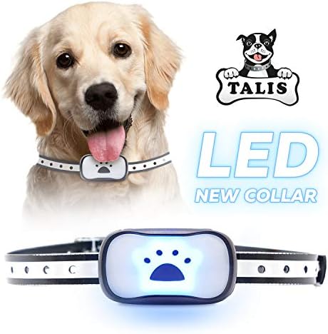 [Newest 2019] Dog Anti Bark Collar with Upgraded Smart Chip Stop Anti-Barking Modes - Sound/Vibration/Shock/LED Flashing Light - Rechargeable/Rainproof/Reflective for Small, Medium, Large Dogs