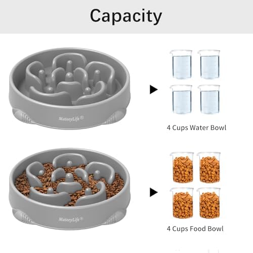 MateeyLife 1-Pack Slow Feeder Dog Bowls, 4 Cups, Dog Puzzle Feeder Bowl