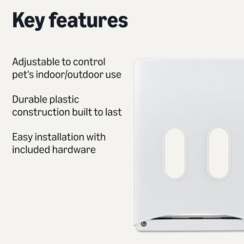 Amazon Basics Adjustable Plastic Dog and Cat Door, Medium, 7.5" x 11.5" Entrance, 10.5"x15"x3.9", White and Grey, for Interior & Exterior Doors or Wall, Medium (Pack of 6)