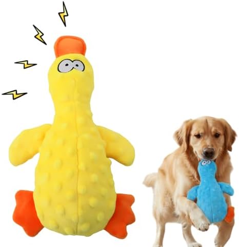 Cecurpo Interactive Squeaky Duck Dog Toy with Built-in Sound for Aggressive Chewer (Yellow2)