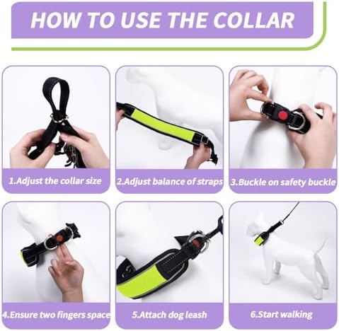 Martingale No Pull Dog Collar for Large Medium Dogs Training Walking, Heavy Duty Nylon Reflective Adjustable Anti Pull Slip Collar with Buckle M Green