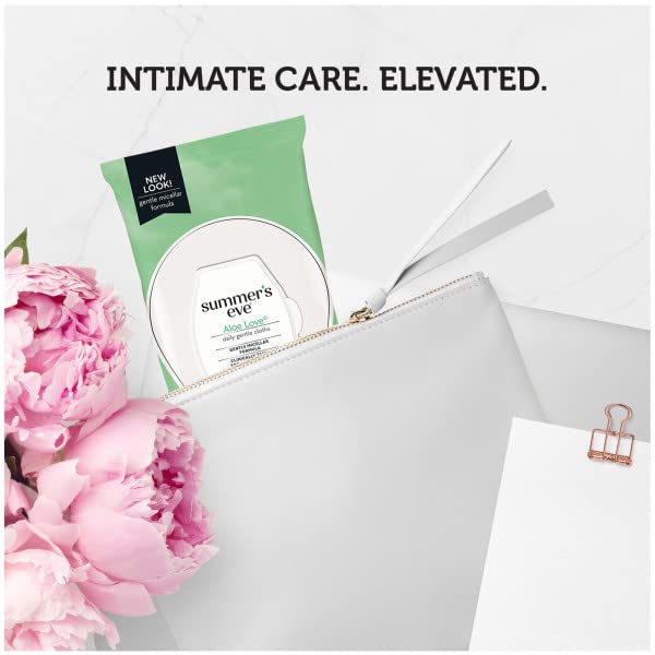 Summer’s Eve Aloe Love Feminine Cleansing Wipes, Daily Intimate Cloths, Removes Odor, pH Balanced, Gentle for Sensitive Skin, 32 Count (Pack of 3)