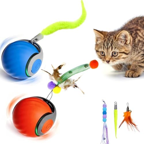 Active Rolling Ball with Tail for Cats,Speedy Tail Cat Toys for Indoor Cats