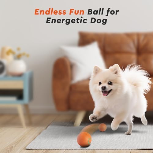 Interactive Small Dog Toy Ball, 2 Inch Smart Jumping Ball for Puppy/Small Dogs, Activated Automatic Bouncing Moving Vibrating, Dog Toy for Small Dogs to Keep Them Busy（Orange）