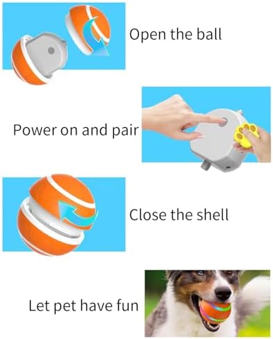 Ball Toy for Dogs, Waterproof Interactive Dog Toys Ball, Automatic Moving Dog Toy for Keep Them Busy, Remote Control Shaking Pet Balls, USB Rechargeable (Yellow,with Remote Control)