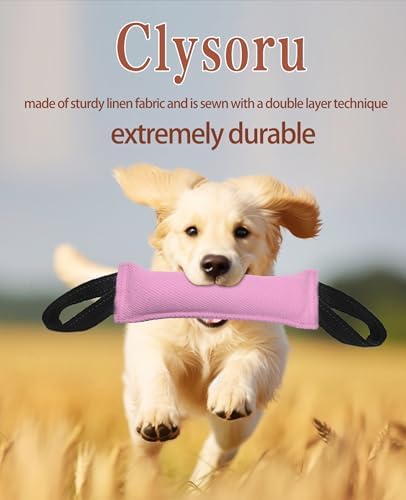 Clysoru tug Toy for Dogs Tug of War Dog Bite with 2 Strong Handles Made Durable Tear Resistant Stitches (Light Pink)