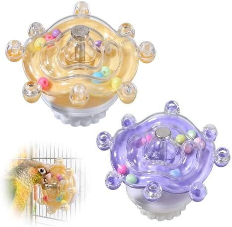 2 Pcs Bird Toys for Parakeets, Colorful Spin Wheel Toy, Interactive Bird Educational Toy for Small Birds Bird Cage Enrichment Toy for Cockatiel Parakeet Entertainment Bird Toys, Sun Conure Toys
