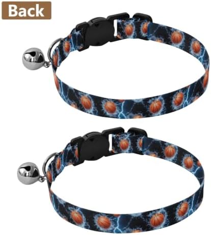 Basketballs Blue Lightning Kitten Collar 2 Pack for Cats Adjustable Length 10.6" to 17.1"