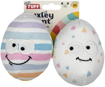 Huxley & Kent Tiny Tuff Plush Dog Toy, Squeaky Eggs (2 Pack)