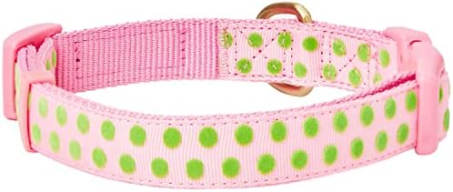 Blueberry Pet Adjustable Flocking Dog Collar with Silk Flower, Polka Dot in Baby Pink, Large - Dog Collars for Small Dogs, Girl Dog Collars, Pink Dog Collar, Neck 18-26"