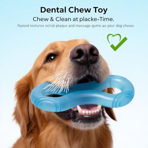 MECOOL Dog Tug of War Toy - Durable TPR Rubber Puller Ring for Aggressive Chewers, Interactive Chew Toy for Medium Large Dogs, Heavy Duty Teething Toy for Tugging & Fetch,Bacon Flavored