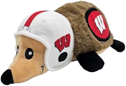 NCAA Wisconsin Badgers Plush Hedgehog Toy for Dogs & Cats, Cool Soft Pet Toy for Fun and Interactive Play, Dog Chew Toy with Squeaker, Licensed Hot Pet Toy