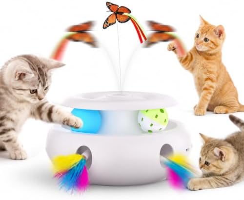 3-in-1 Interactive Cat Toy for Indoor Cats, White