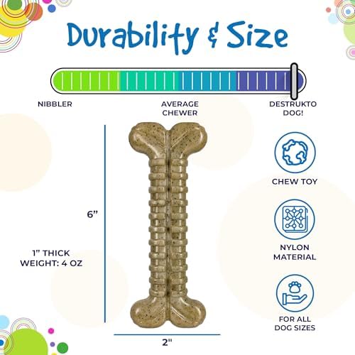 SodaPup Tough Bone – Durable Nylon Dog Chew Toy Made in USA from Non Toxic Pet Safe Food Safe Material for Aggressive Chewers, Dental Support, Mental Stimulation, Fresh Breath, & Problem Chewing