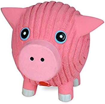 HuggleHounds Ruff-Tex Latex Ball Dog Toy - Dog Toys Rubber, Puppy Toys, Puppy Essentials, Pool Toy, Heavy Duty Squeaky Ball for Small, Medium & Large Dogs, All Breeds - Hamlet Pig, Small