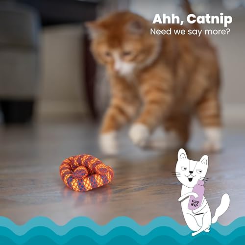 Catstages Plaque Away Pretzel Cat Toy – Interactive Catnip Dental Chew Toy to Help Clean Teeth, Fun for Play and Chewing, Orange (Pack of 2)