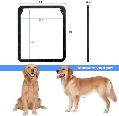 Large Dog Door for Screen Door, Lockable Doggy Door for Sliding Door, Automatic Closing Doggie Pet Screen Door, Build in Large Cat Screen Door