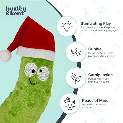 Huxley & Kent Plush Crinkle Catnip Cat Toy, Dilly Claus