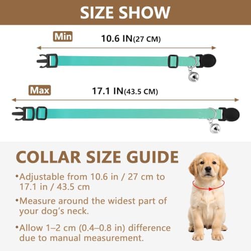 Turquoise Gradient Comfortable Cat Collar, 2 Pack Kitten Bell Collar