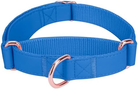 Soft Leather Martingale Dog Collar - Adjustable Rose Gold Limited Slip Collars [Easy to Clean], Stylish Durable Heavy Duty Nylon No Pull Training Collar for Small Medium Large Dogs XS Dark Blue
