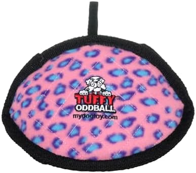 TUFFY - World's Tuffest Soft Dog Toy-Ultimate Odd Ball Pink Leopard-Multiple Layers. Made Durable, Strong & Tough. Interactive Play (Tug, Toss & Fetch). Machine Washable & Floats