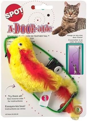 SPOT A-Door-Able Plush Bird Cat Toy | Rattle and Catnip Cat Toy Provides Hours of Entertainment for Your Cat | Hangs on Any Size Door Frame