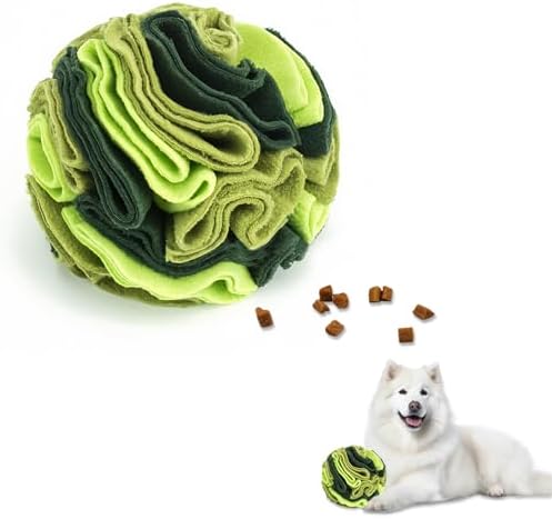 Andiker 5.9" Snuffle Ball for Dogs, Plush Colorful Interactive Snuffle Ball Hide Treat Dog Puzzle Toy for Relieving Boredom and Training Machine Washable Dog Ball for Small Dog (Green, S)