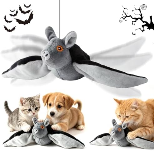 Flying Bat Dog Toy, Flying Bat Toy for Dogs, Flapping Bird Interactive Cat Toy, Cute Flapping Wings Electric Teasing Cat/Dog Toy, Hanging and Ground Play