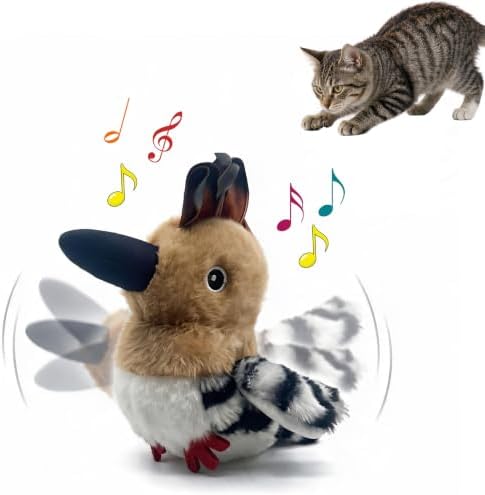Flapping Parrot Cat Toys, Talk and Speak Birb Toy, Lifelike Bird Chirp